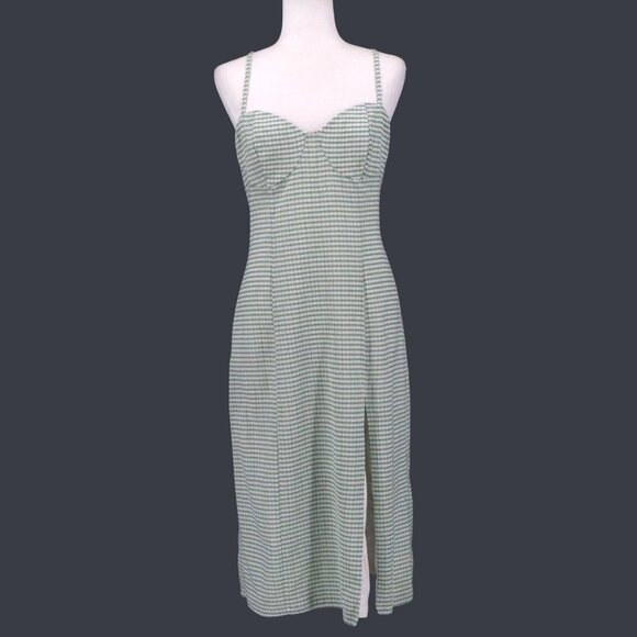 Louna Sweetheart Gingham Dress Womens L Green Coquette Cottagecore Clean‎ Girl - Picture 2 of 16